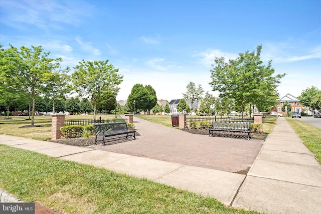 view of community with a lawn