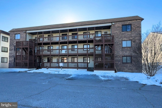 view of snow covered building