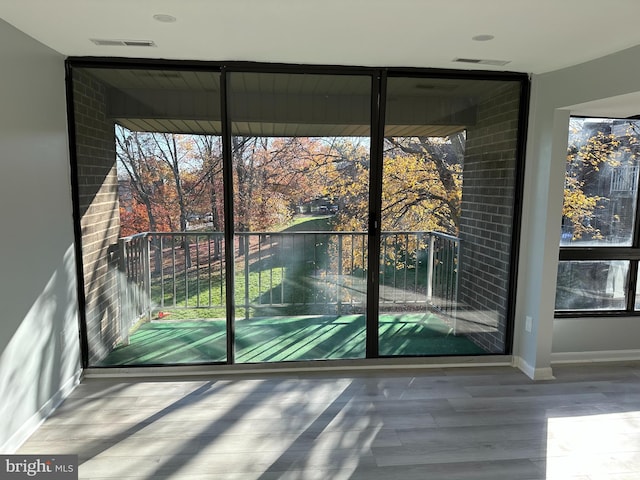 doorway to outside featuring wood-type flooring