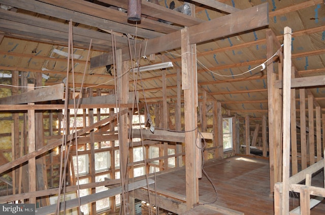 misc room with lofted ceiling