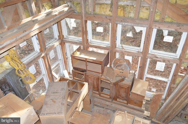 view of unfinished attic