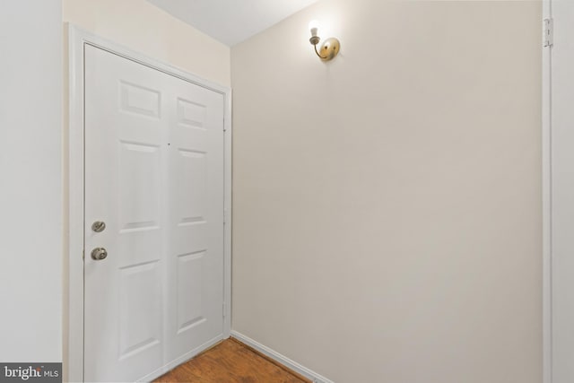 doorway to outside featuring hardwood / wood-style flooring