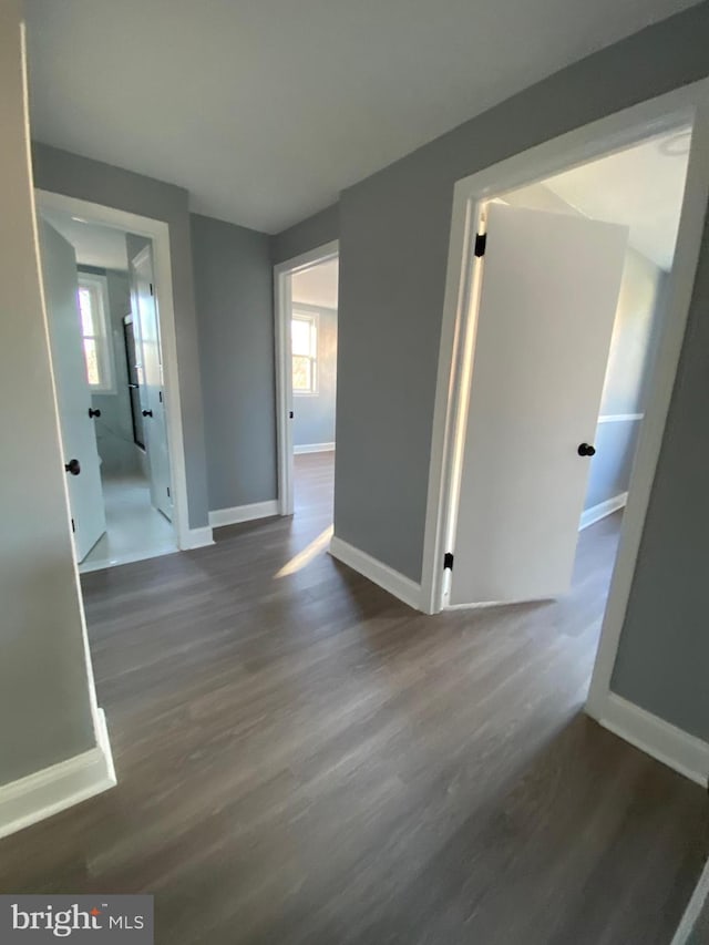 interior space with dark hardwood / wood-style floors