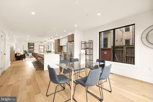 dining room featuring light hardwood / wood-style floors