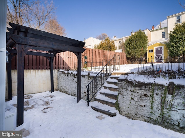 exterior space with a pergola