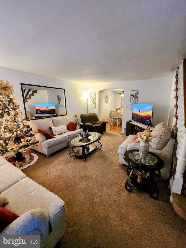 living room with carpet floors