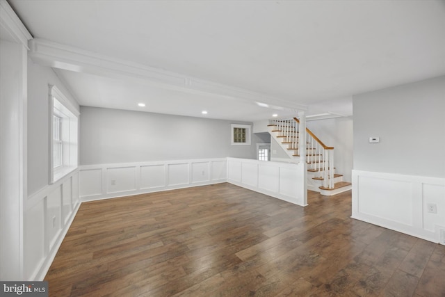 spare room featuring dark hardwood / wood-style floors