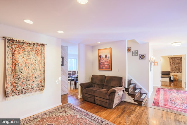 living room with hardwood / wood-style floors