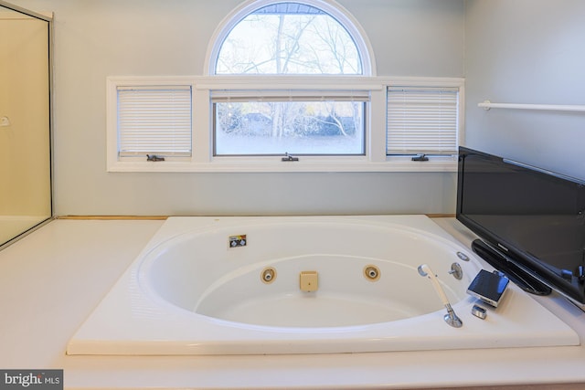 bathroom with a washtub