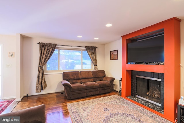 living room with wood-type flooring