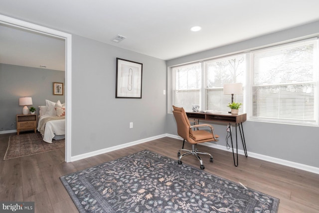 office featuring dark hardwood / wood-style flooring