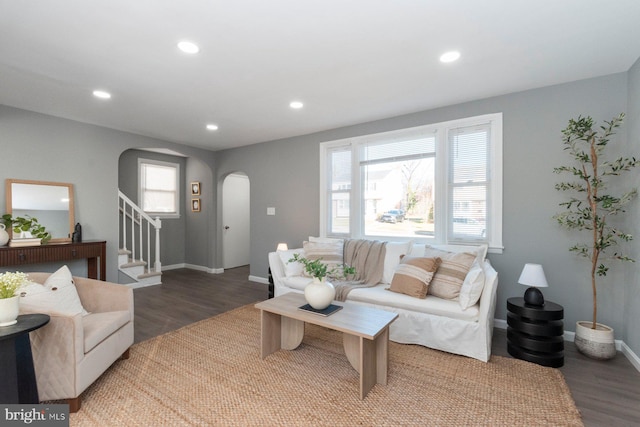 living room with hardwood / wood-style floors