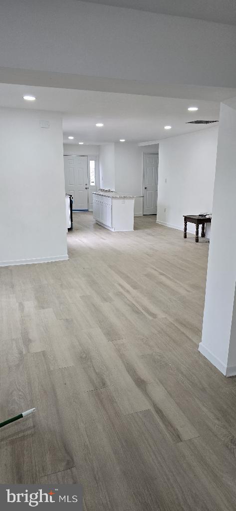 interior space featuring pool table and light hardwood / wood-style flooring