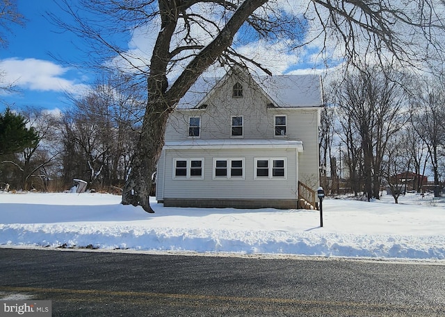 view of snow covered exterior