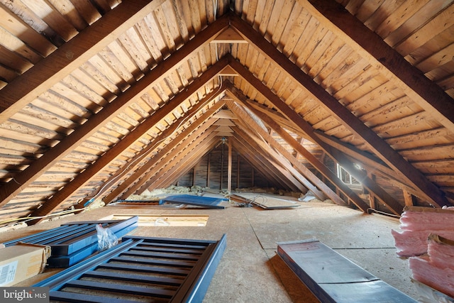 view of unfinished attic