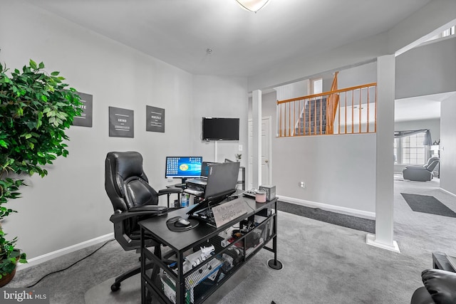 office area with carpet flooring