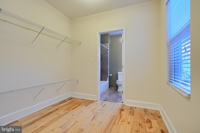 walk in closet featuring hardwood / wood-style flooring