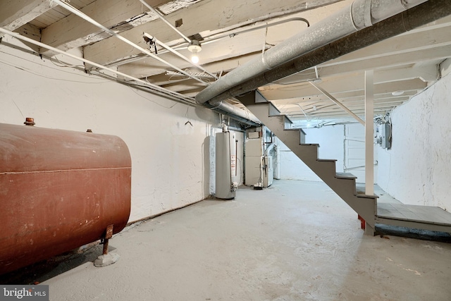 basement with gas water heater