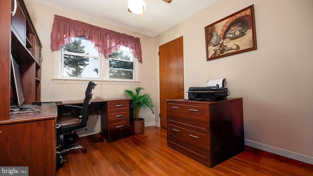 office area featuring dark wood-type flooring