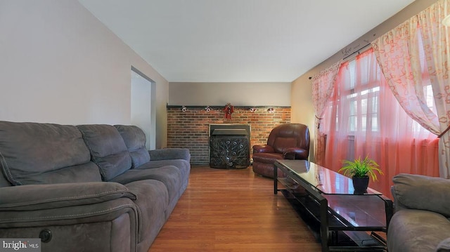 living room with hardwood / wood-style floors