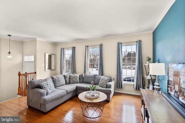 living room with hardwood / wood-style flooring