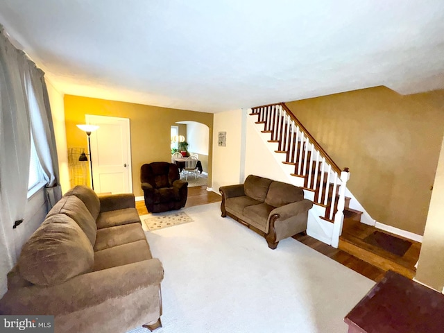 living room featuring hardwood / wood-style flooring