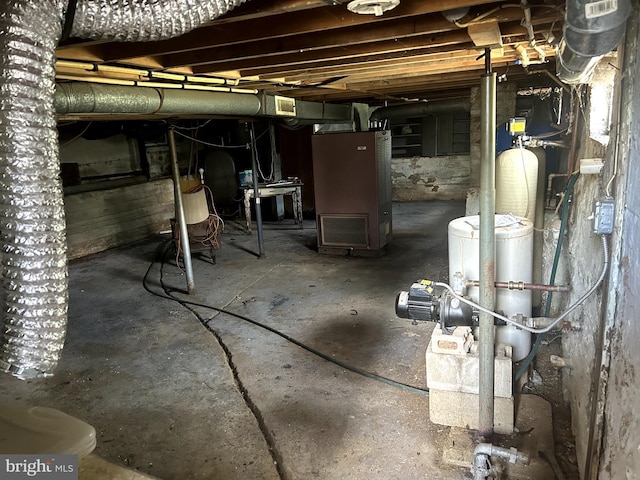 basement with heating unit