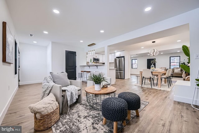 living room featuring light hardwood / wood-style floors