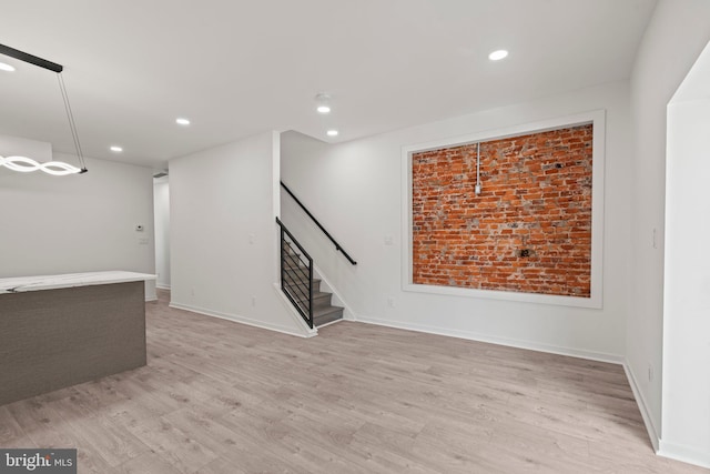 interior space with light hardwood / wood-style flooring