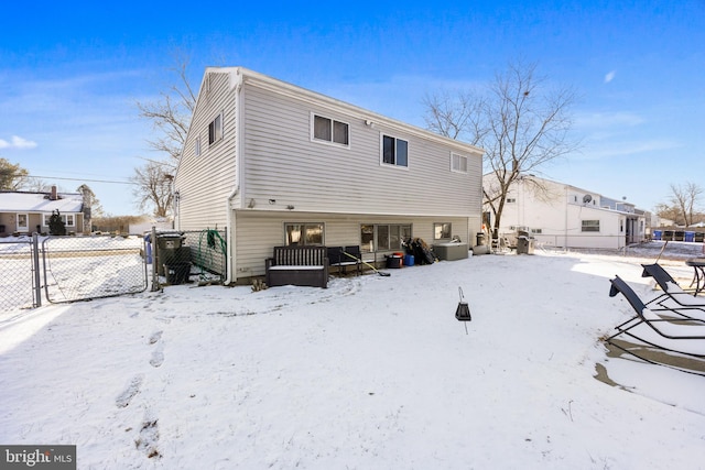 view of snow covered property