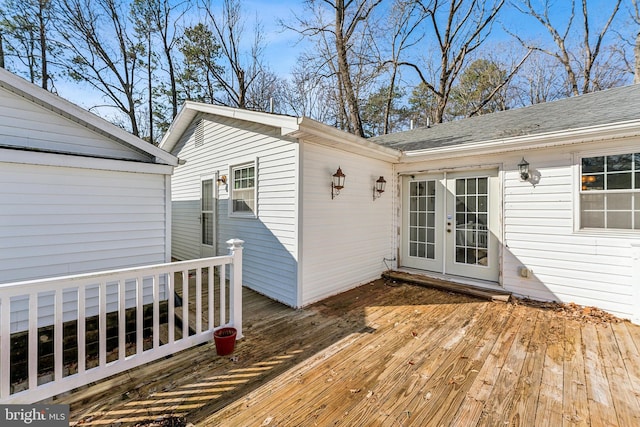 wooden deck with french doors