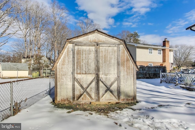 view of snow covered structure