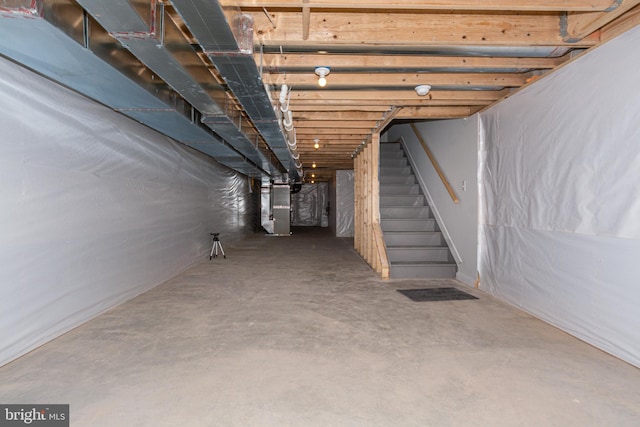 basement with heating unit