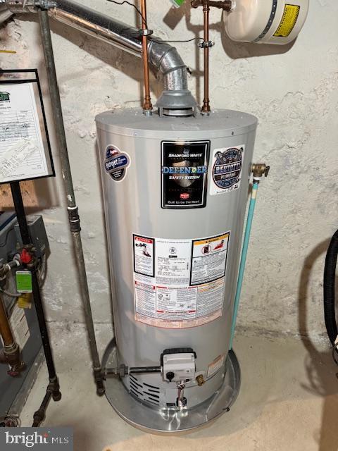 utility room featuring water heater