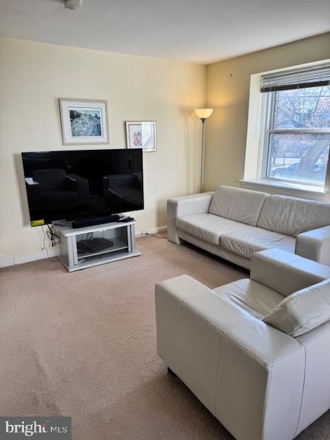 living room featuring carpet