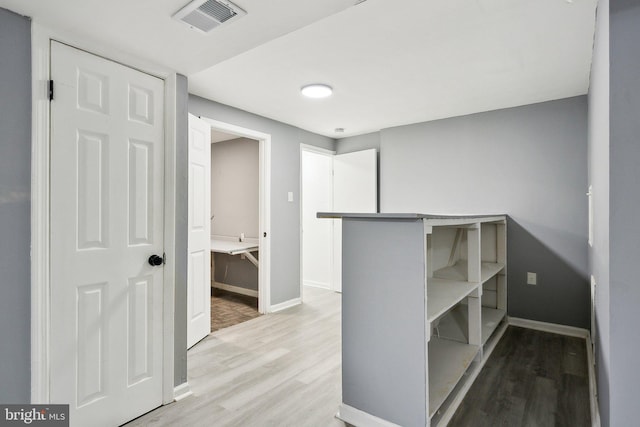 walk in closet with light wood-type flooring