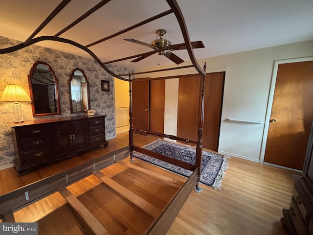 bedroom with light hardwood / wood-style flooring