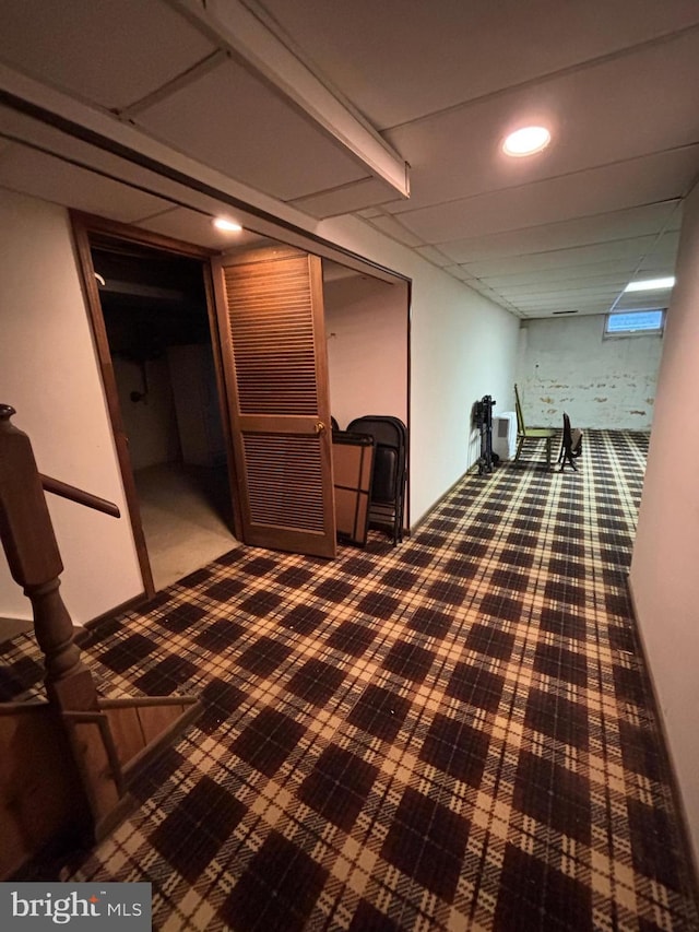 basement with carpet