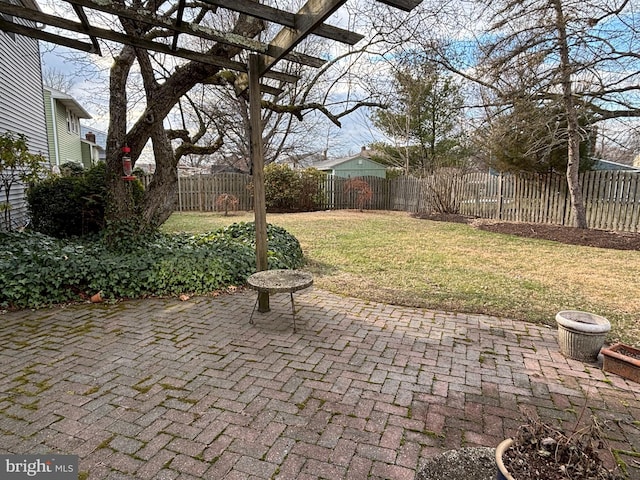 view of patio / terrace featuring a pergola