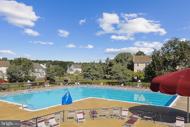 view of pool featuring a patio area