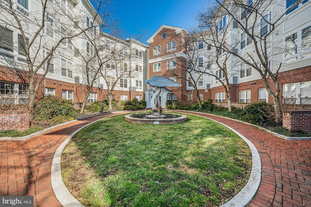 view of property's community with a yard