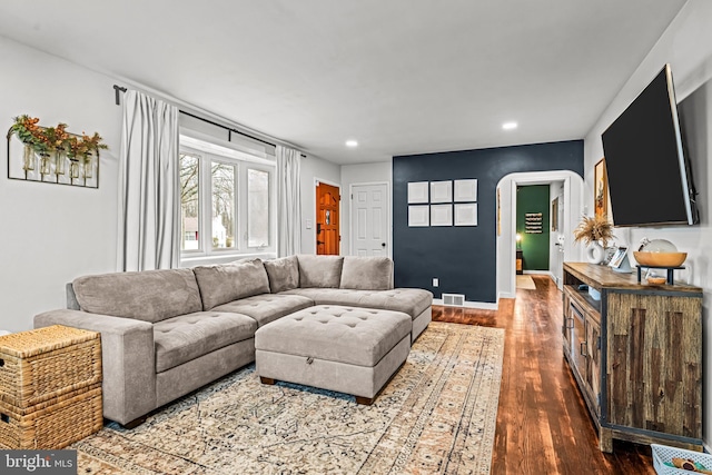 living room featuring hardwood / wood-style flooring