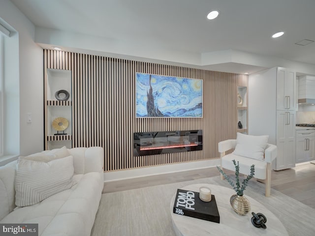 living room with light wood-type flooring