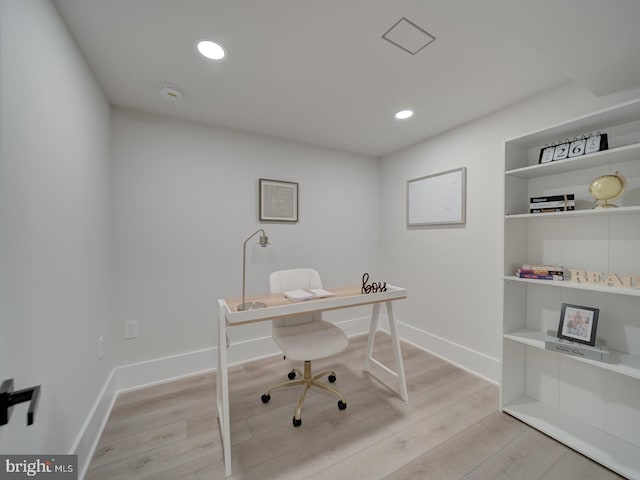 office area featuring light wood-type flooring