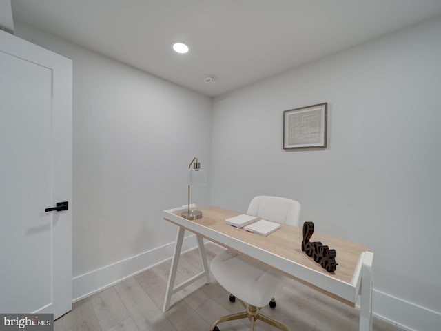 home office featuring light wood-type flooring