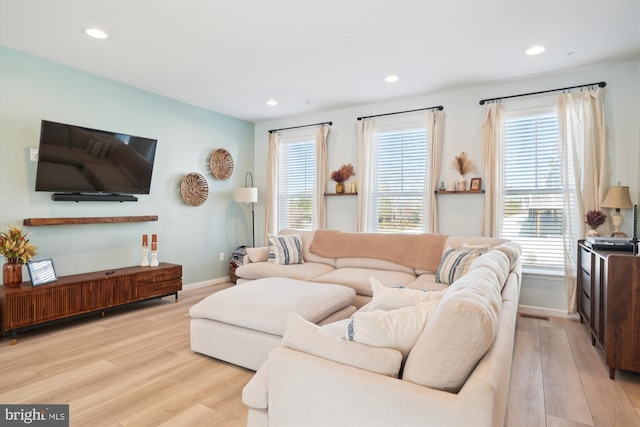 living room featuring light hardwood / wood-style floors