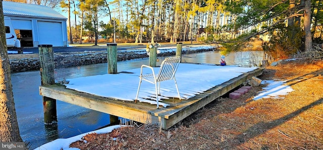 view of dock featuring a water view