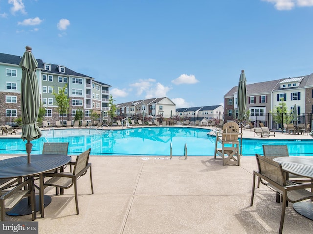 view of pool featuring a patio