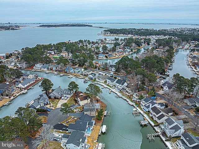 bird's eye view featuring a water view