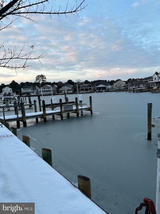 view of dock featuring a water view